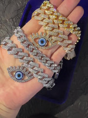 2pcs Set Hip Hop Punk Style Angel Eyes Pendant Anklets with Sparkling