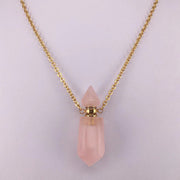 Natural Gems Stone Faceted Prism Perfume Bottle Pendants With Stainless Steel Chain Necklace