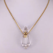 Natural Gems Stone Faceted Prism Perfume Bottle Pendants With Stainless Steel Chain Necklace