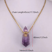 Natural Gems Stone Faceted Prism Perfume Bottle Pendants With Stainless Steel Chain Necklace
