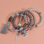 4pcs Heart Charm Beaded Bracelets