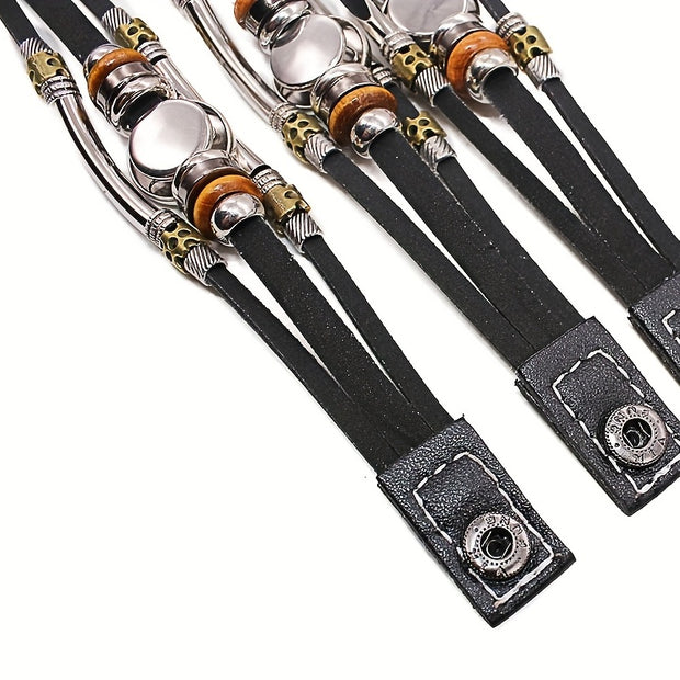 26 English Letters Bracelets, PU Leather Bangles, Retro Punk Style