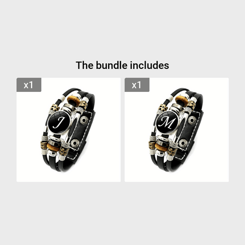 26 English Letters Bracelets, PU Leather Bangles, Retro Punk Style