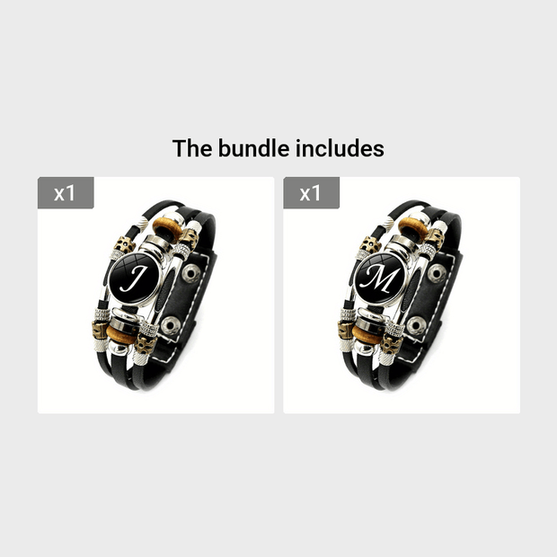 26 English Letters Bracelets, PU Leather Bangles, Retro Punk Style