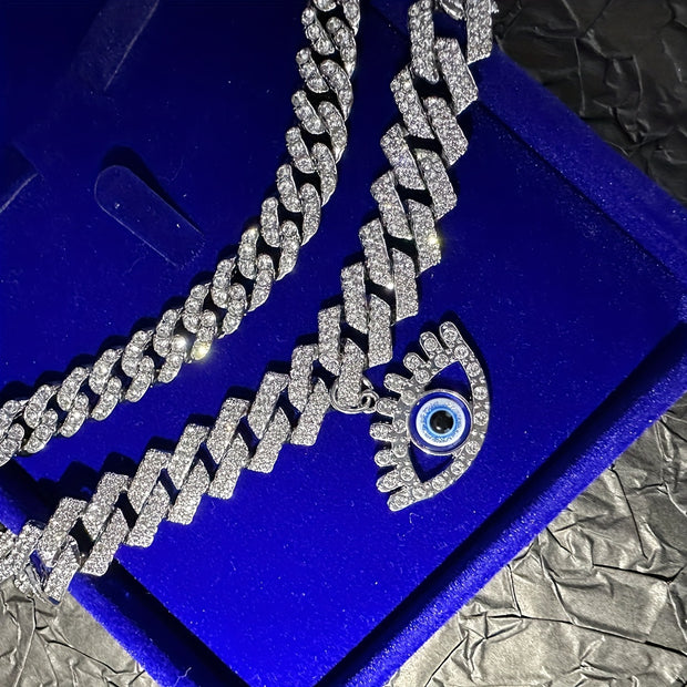 2pcs Set Hip Hop Punk Style Angel Eyes Pendant Anklets with Sparkling