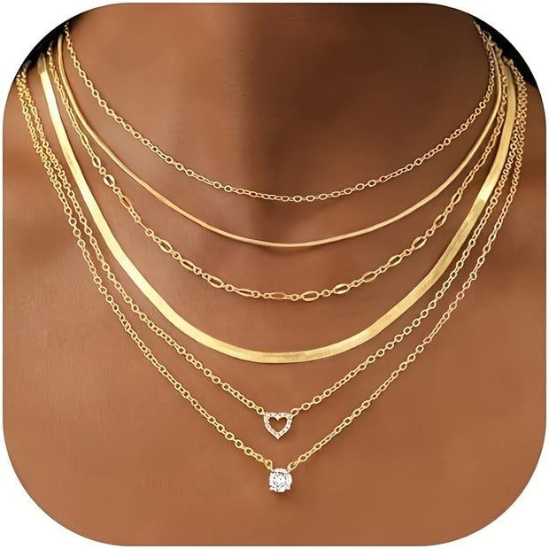 6pcs Golden Chokers Necklace
