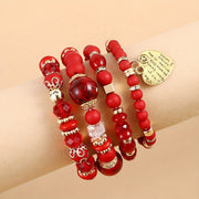 4pcs Heart Charm Beaded Bracelets