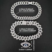 2pcs Set Hip Hop Punk Style Angel Eyes Pendant Anklets with Sparkling