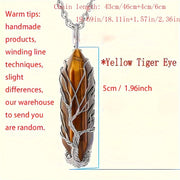 1pc Tree Of Life Wire Wrapped Crystal Point Pendant Necklace,