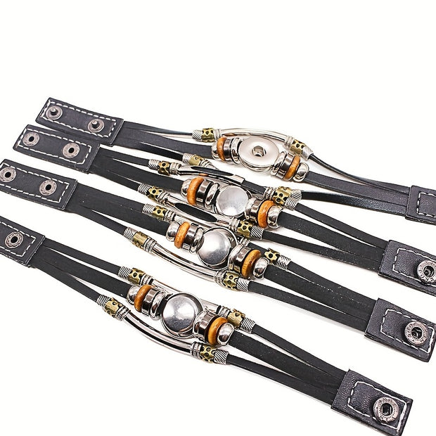 26 English Letters Bracelets, PU Leather Bangles, Retro Punk Style