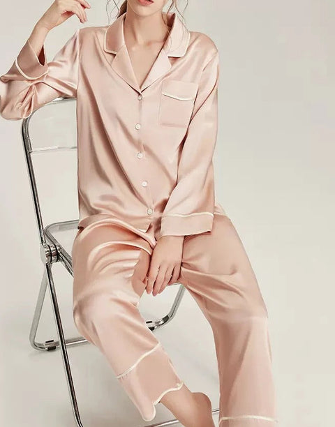 Silk Pajamas Women's Home Wear Long Sleeve 100 Mulberry Silk Two-piece Set