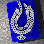 2pcs Set Hip Hop Punk Style Angel Eyes Pendant Anklets with Sparkling