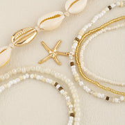 6pcs Set Unisex Glass Bead Anklets with Faux