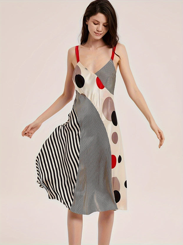 Casual Polka Dot Silk Dress