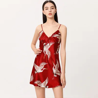 Lounge Set Women Silk Satin Robes Night Dress Pajamas