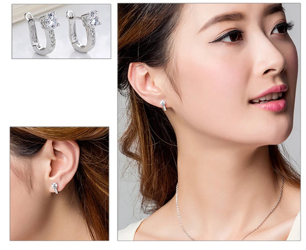 Fine Jewelry 925 Sterling Silver Earrings Inlaid