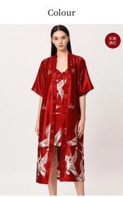 Lounge Set Women Silk Satin Robes Night Dress Pajamas