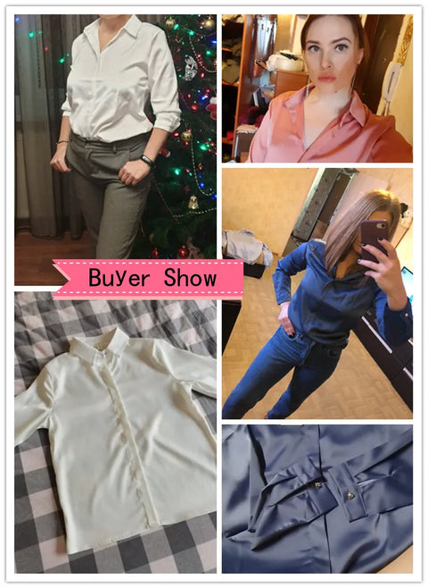 Silk Women's Shirt Long Sleeve Fashion Woman