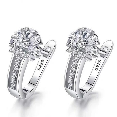 Fine Jewelry 925 Sterling Silver Earrings Inlaid