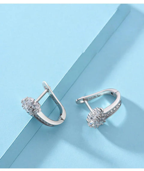 Fine Jewelry 925 Sterling Silver Earrings Inlaid