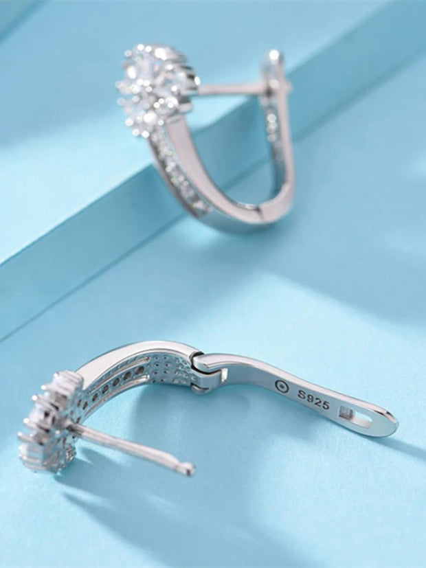 Fine Jewelry 925 Sterling Silver Earrings Inlaid