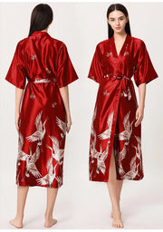 Lounge Set Women Silk Satin Robes Night Dress Pajamas