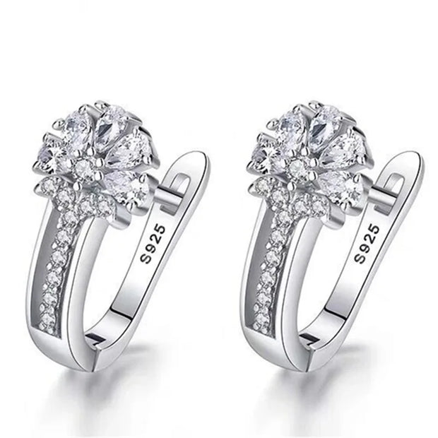 Fine Jewelry 925 Sterling Silver Earrings Inlaid