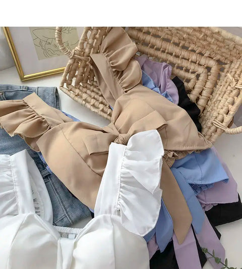 Crop Tops Camis Women Ruffles Sexy