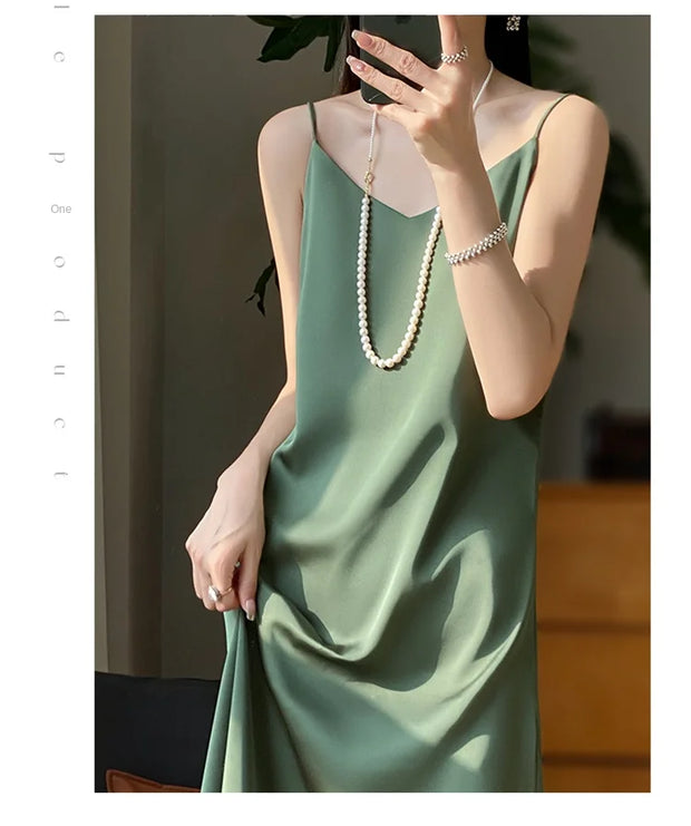 Sexy Comfortable Silk Slip One-Piece Dress RW-D13