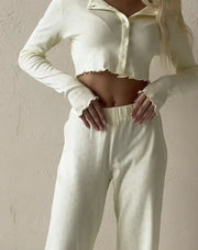 European Jacquard Homewear Suit Long Sleeve Pajamas