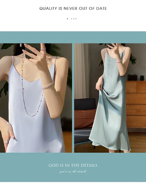 Sexy Comfortable Silk Slip One-Piece Dress RW-D13