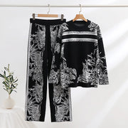Elegant Loungewear 2 Piece Knit Pants Set Ink