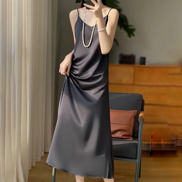 Sexy Comfortable Silk Slip One-Piece Dress RW-D13