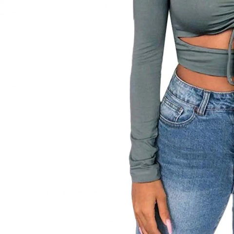 Sexy Crop Tops Low-cut Slim-fit Women Fashion