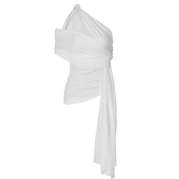 Trendy Cropped Top With Asymmetric Ribbon Detail