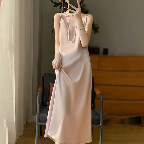 Sexy Comfortable Silk Slip One-Piece Dress RW-D13
