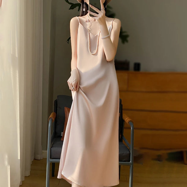 Sexy Comfortable Silk Slip One-Piece Dress RW-D13