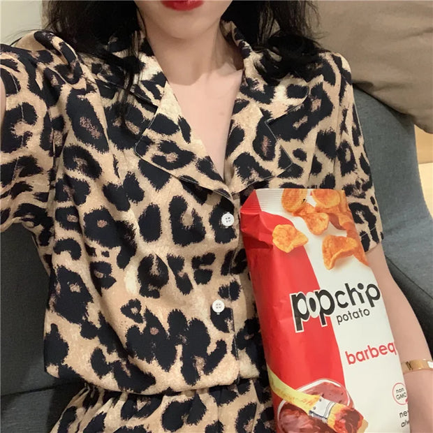 Women's Sleepwear Loungewear Set Short-Sleeved Shorts