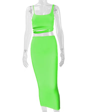 Women Dress Elegant Long Dresses Party Night Dress Women Dresses Woman Female Clothing Sexy Pleated Hollowout Two-piece Dress