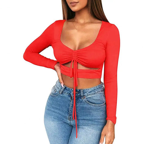 Sexy Crop Tops Low-cut Slim-fit Women Fashion