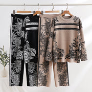 Elegant Loungewear 2 Piece Knit Pants Set Ink
