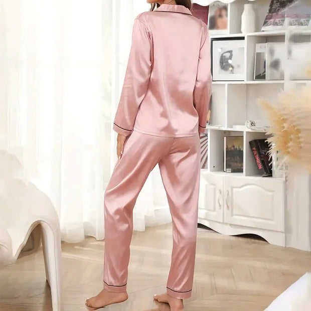 Women's Sleepwear Simple Satin Pajama Set Long Sleeve