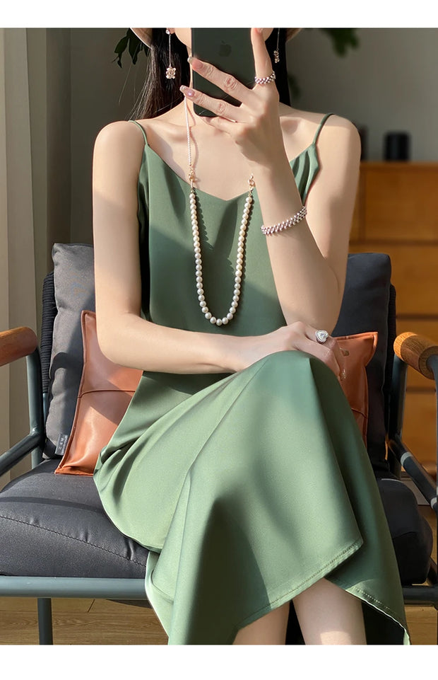 Sexy Comfortable Silk Slip One-Piece Dress RW-D13