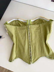 Women Summer Tube Top Corset Bustier Ruffle Hem