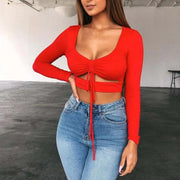 Sexy Crop Tops Low-cut Slim-fit Women Fashion