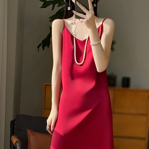 Sexy Comfortable Silk Slip One-Piece Dress RW-D13