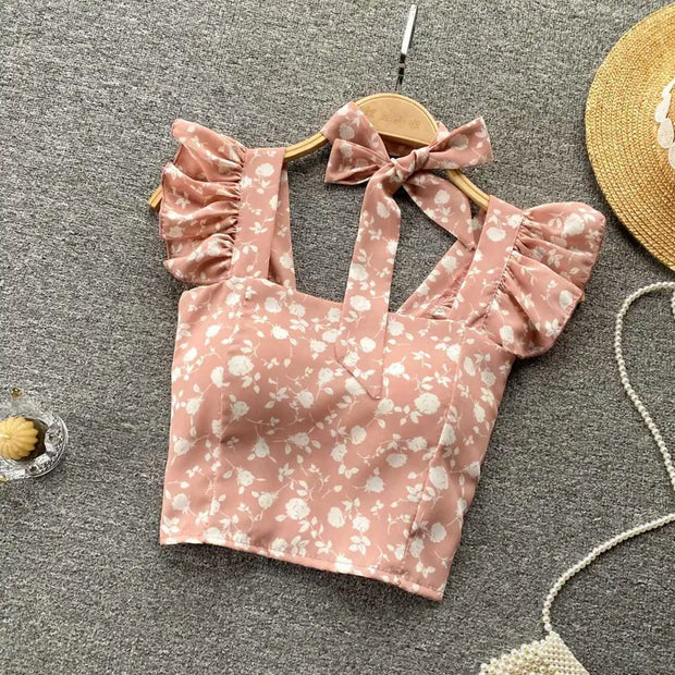 Crop Tops Camis Women Ruffles Sexy