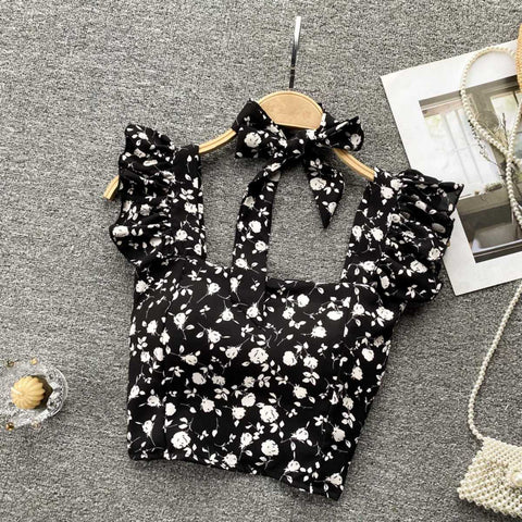 Crop Tops Camis Women Ruffles Sexy