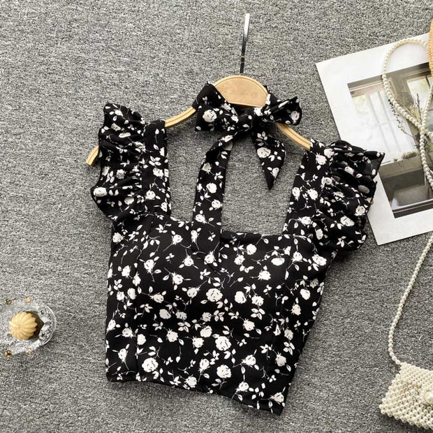 Crop Tops Camis Women Ruffles Sexy