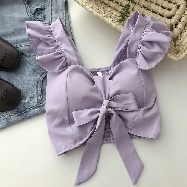 Crop Tops Camis Women Ruffles Sexy